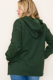 French Terry Open Front Long Sleeve Hooded Cardigan