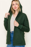 French Terry Open Front Long Sleeve Hooded Cardigan