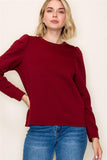 Crew Neck Puff Sleeve Textured Top