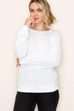 Fabric Block Textured Crew Neck Top
