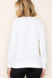 Fabric Block Textured Crew Neck Top