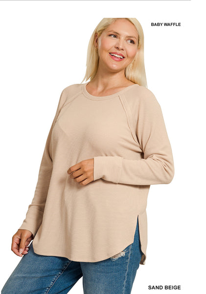 Plus Baby Waffle Long Sleeve Top