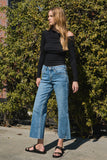 High Rise Crop Slim Wide Jeans