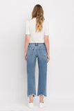 High Rise Distressed Crop Straight Jean