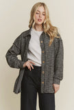 Puff Sleeve Plaid Button Down Shacket