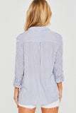 Striped Roll Up Long Sleeve Button Down Shirt