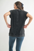 Chunky Waffle Mineral Wash Black Tee