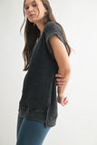 Chunky Waffle Mineral Wash Black Tee