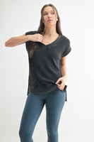Chunky Waffle Mineral Wash Black Tee