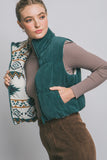 Reversible Aztec Corduroy Puffer Vest