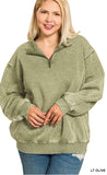 Plus Acid Wash 1/2 Zip Pullover Sweatshirt
