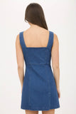 Denim Zip Up Sleeveless Mini Dress
