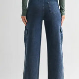 Mineral Wash Wide Leg Cotton Cargo Pant