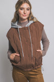 Quilted Drawstring Hooded Vest