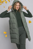 Hooded Long Quilted Puffer Vest