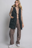Hooded Long Quilted Puffer Vest