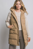 Hooded Long Quilted Puffer Vest