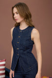 Button Down Sleeveless Denim Vest