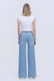 High Rise Elastic Waist Drawstring Wide Leg Jean