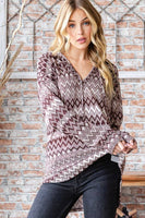 Brown Aztec Hoodie Top