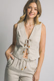 Linen Tie Front Vest