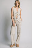 Linen Tie Front Vest