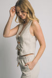 Linen Tie Front Vest