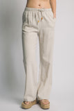 Drawstring Straight Leg Linen Pant