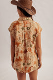 Western Desert Button Down Top