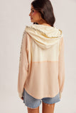 Fabric Mix Colorblock Hoodie Top