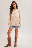 Fabric Mix Colorblock Hoodie Top