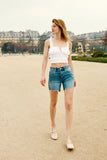 High Rise Comfort Stretch Denim Shorts