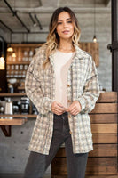Puff Sleeve Plaid Button Down Shacket
