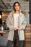 Puff Sleeve Plaid Button Down Shacket