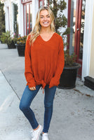 Plus Rust Soft Thick Tie Hem Sweater