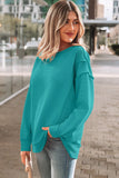 Horizontal Ribbed Exposed Seam Crew Neck