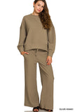 Ribbed Round Neck Pullover & Pants Set