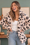 Blush Leopard Print Faux Fur Open Front Jacket