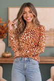 Rust Animal Print Long Sleeve Top