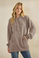 LONG SLEEVE BRUSHED URBAN RIB HOODIE TOP