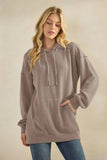 LONG SLEEVE BRUSHED URBAN RIB HOODIE TOP