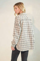 Puff Sleeve Plaid Button Down Shacket