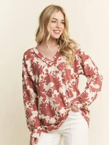 Long Sleeve Floral Print Top