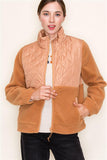 Quilted Fleece Zip Up Jacket