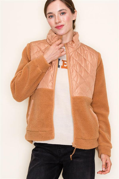 Quilted Fleece Zip Up Jacket