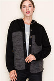 Mixed Ribbed Hooded Jacket