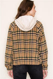 Long Sleeve Hooded Full Zip Plaid Jacket