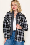 Plaid Twofer Hooded Full Zip Jacket