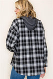 Plaid Twofer Hooded Full Zip Jacket