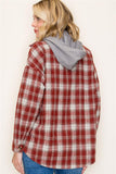Plaid Twofer Hooded Full Zip Jacket